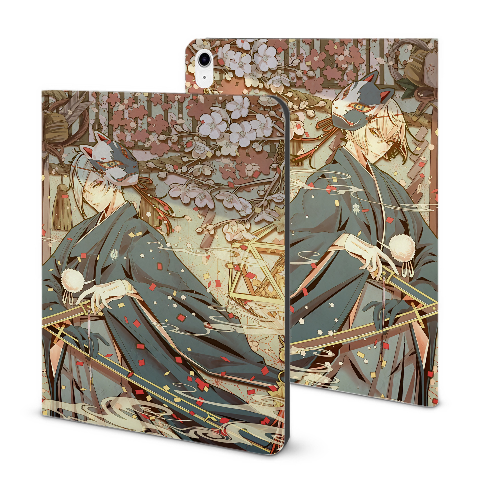 （画像用） 刀剣乱舞 Touken Ranbu IPad ケース ブック型 PUレザー TPU 耐衝撃 軽量 薄型 ペン収納なし 全面保護 IPad 各モデル対応